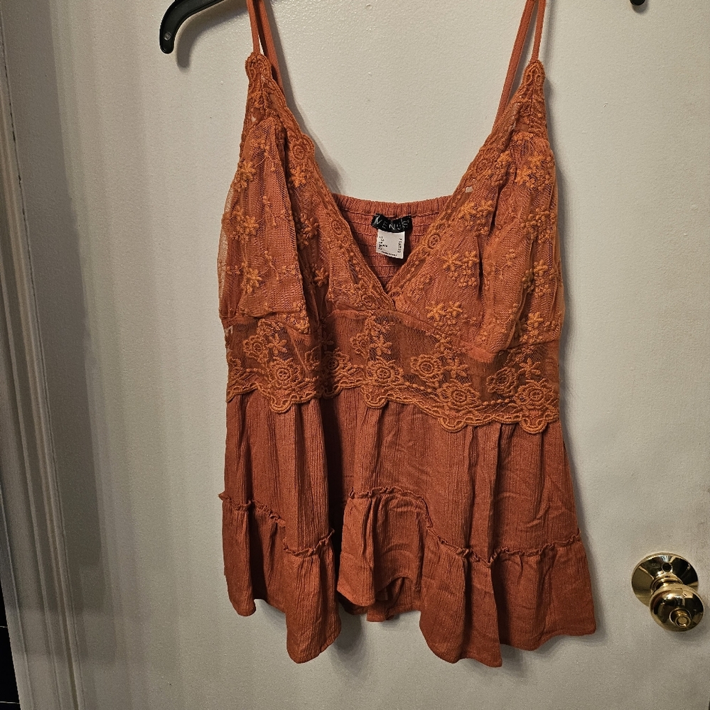 VENUS Orange Lace Camisole Top